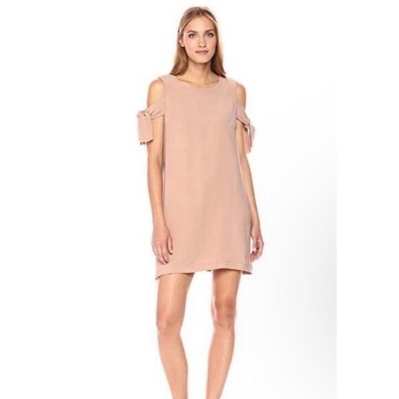 J.O.A Side Tie Shift Mini Short Sleeve Casual Summer Dress Neutral Size Medium - Picture 1 of 8